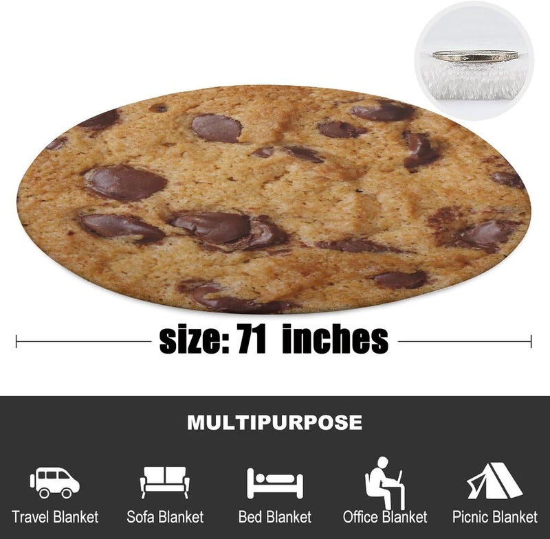 kerscton Cookie Blanket Giant Food Blankets Funny Soft Cookie Blanket Adult Size Flannel Gift for Teens Boys and Girls Suitable for Sofa Outdoor Living Room Indoor Bedroom 71 Inches - Image 2